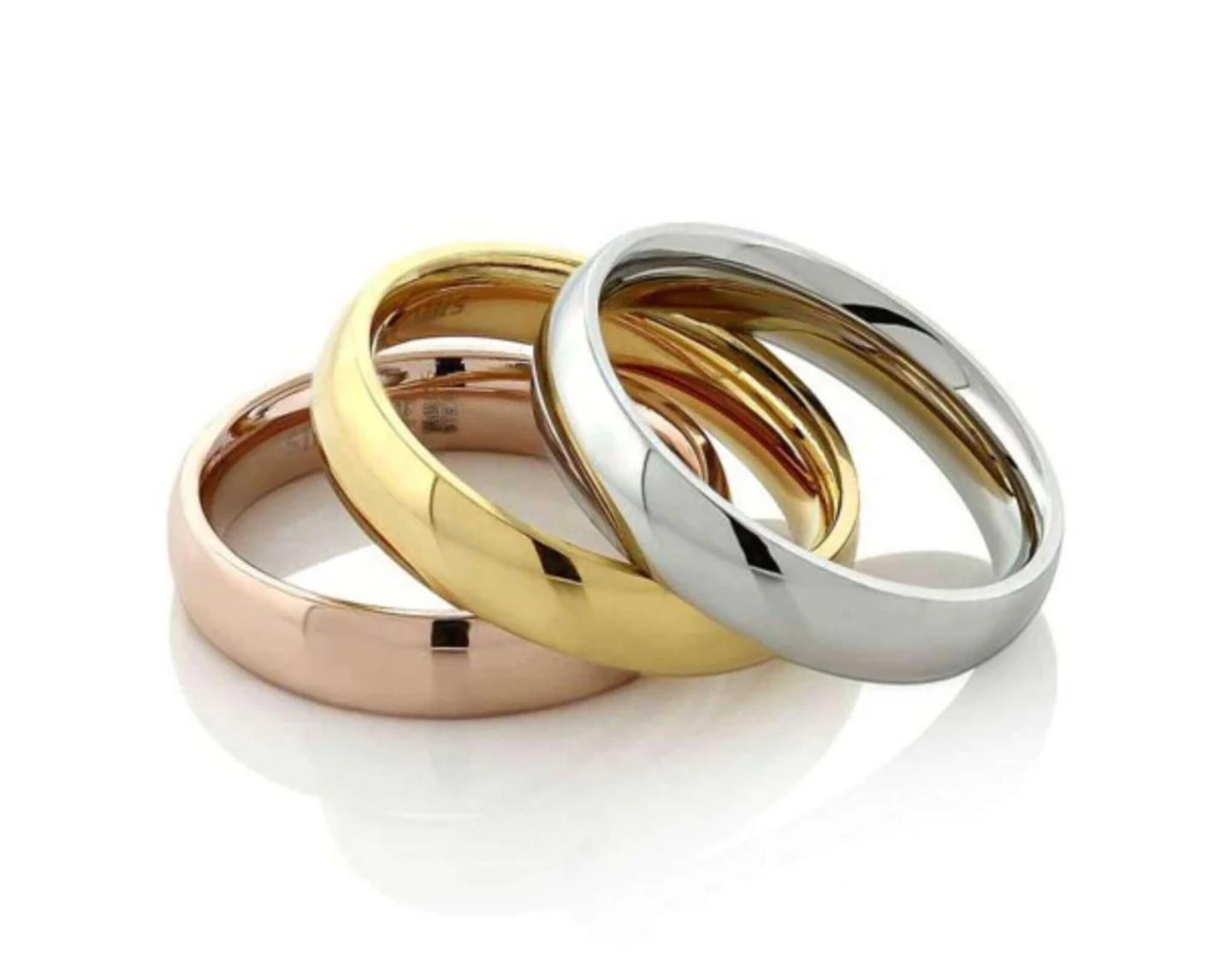 Anneaux or jaune, or blanc et or rose — trois couleurs même valeur de rachat